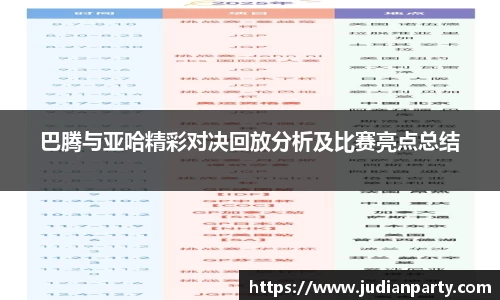 巴腾与亚哈精彩对决回放分析及比赛亮点总结